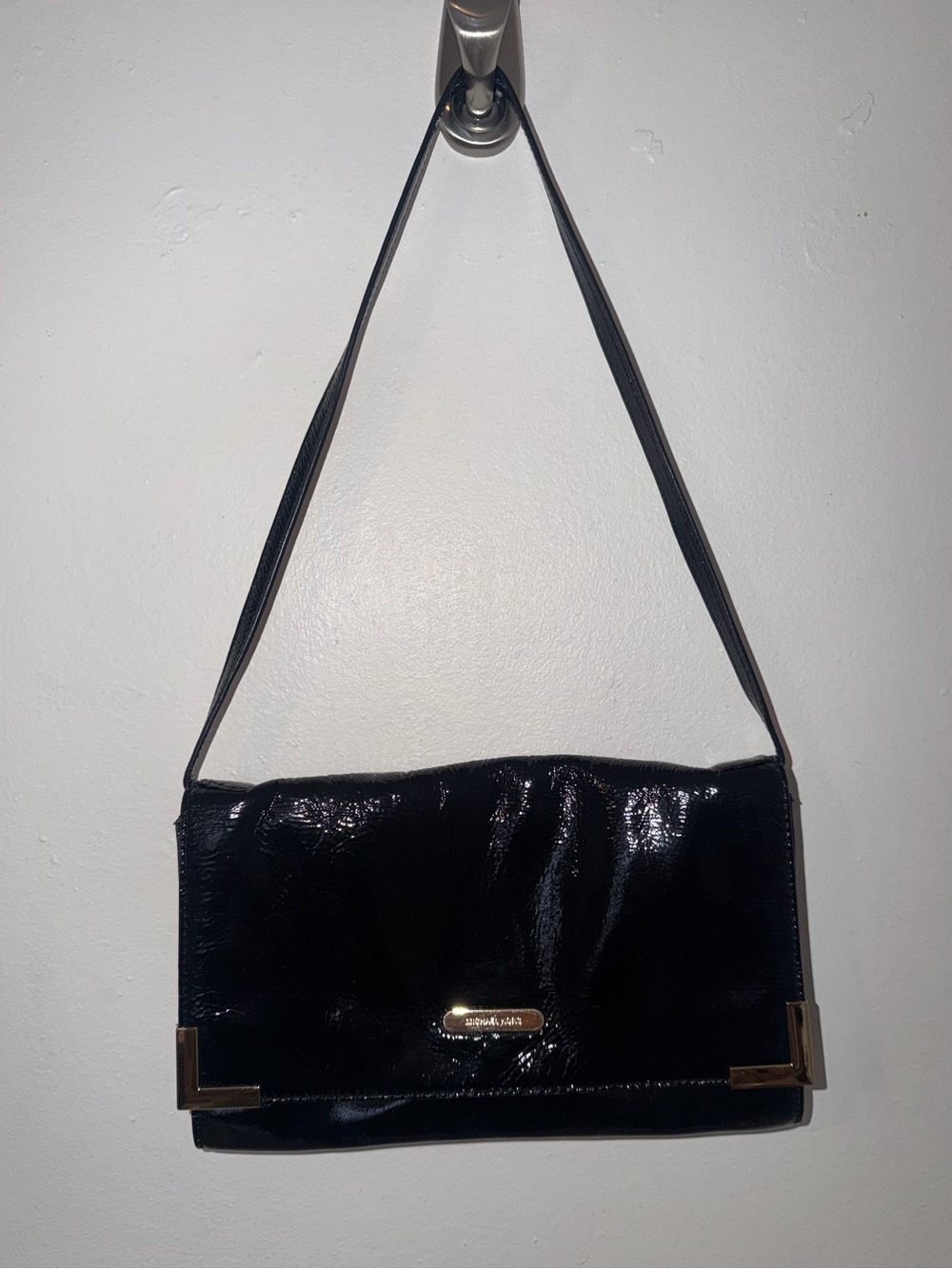Michael Kors Beverly Black Patent Leather Clutch / Shoulder Bag